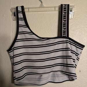 PINK Victoria's Secret Striped Black and White Women's Top Pre-owned Size Large